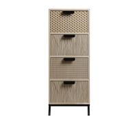 Rebecca Mobili Commode 4 Tiroirs, Commode Polyvalente, Bois MDF Métal, Noir Marron, Style Industriel, Ameublement de Maison - Dimensions HxLxP : 76 x 30 x 25 cm - Art. RE6906