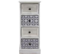 Rebecca Mobili Commode 4 tiroirs en bois blanc et gris