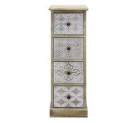 Rebecca Mobili Commode 4 tiroirs en bois brun et blanc