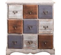 Rebecca Mobili Commode 9 tiroirs en bois, blanc, marron et gris