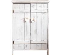 Rebecca Mobili Commode à boutons en forme de cœur avec 2 portes en bois, blanc