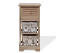 Rebecca Mobili Commode Bois Osier, Petit Armoire de Rangement Salle de Bain 3 Tiroirs, Style Shabby, Salle de Bain Salon, Idees Decoration Maison - Dimensions: 63 x 30 x 27 (HxLxL) - Art. RE6105