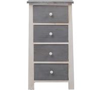 Rebecca Mobili Commode de style vintage à 4 tiroirs en bois blanc et gris