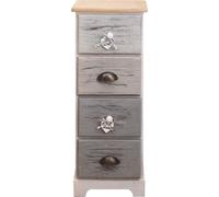 Rebecca Mobili Commode de style vintage à 4 tiroirs en bois gris et bleu