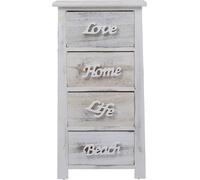 Rebecca Mobili Commode de style vintage avec 4 tiroirs, bois, blanc