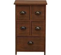Rebecca Mobili Commode de style vintage avec 5 tiroirs en bois, marron