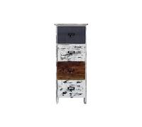 Rebecca Mobili Commode Déjà Monté, Petit Chevet, 4 tiroirs, Bois, Shabby Style, Blanc Gris Marrón, Salle de Bain Chambre - Dimensions: 74 x 28 x 28 cm (HxLxP) - Art. RE6495