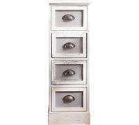 Rebecca Mobili Commode étroite à 4 tiroirs en bois blanc et gris