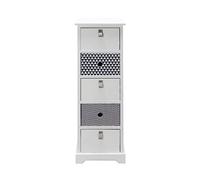 Rebecca Mobili Commode Étroite, Table de Chevet Haute, 5 Tiroirs, Blanc Gris, Moderne, Bois MDF, pour Salle de Bain - Dimensions : 93 x 30 x 25 cm (H x L x P) - Art. RE6600