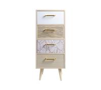 Rebecca Mobili Commode Gain de Place, Commode de Salle de Bain, avec 4 Tiroirs, Bois MDF, Marron Clair, Style Scandinave - Dimensions HxLxP : 71,5 x 30 x 29 cm - Art. RE6913