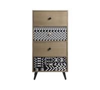 Rebecca Mobili Commode Gain de Place, Meuble avec 4 Tiroirs, Bois MDF Métal, Noir Marron Blanc, pour Salle de Bain Entrée Salon - Dimensions HxLxP : 78 x 40 x 30 cm - Art. RE6909