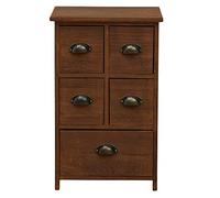 Rebecca Mobili Commode Marron, Meuble de Rangement Multifonctionnel en Bois, 5 Tiroirs, Style Vintagem, Decor Chambre Salle de Bain - Dimensions: 66 x 40 x 30 cm (HxLxL) - Art. RE4107