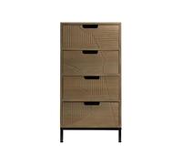 Rebecca Mobili Commode Moderne, Commode 4 Tiroirs, Bois Métal, Noir Marron, pour Salle de Bain Entrée, Style Industriel Moderne - Dimensions HxLxP : 67,5 x 35 x 30 cm - Art. RE6911