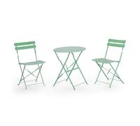 Rebecca Mobili Ensemble Bistro Pliable, Table avec 2 Chaises, Vert, Acier, Gain de Place, Convient pour Balcon Véranda - Dimensions HxLxP : 71 x 60 x 60 cm - Art. RE7163