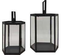 Rebecca Mobili Ensemble de 2 lanternes de jardin en métal noir et PVC