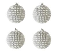 Rebecca Mobili Ensemble de 4 Grosses Boules de Noël pour Sapin en Plastique Couleur Argent Style Classique