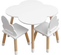 Rebecca Mobili Ensemble table d'enfant et 2 chaises en MDF blanc