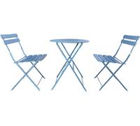 Rebecca Mobili Ensemble table et chaises de balcon, acier, bleu clair, 2 places assises