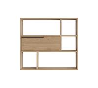 Rebecca Mobili Étagère murale, bibliothèque suspendue, couleur chêne gris foncé, aggloméré, avec 6 compartiments, design moderne, dimensions HxLxP : 81 x 90 x 22 cm - Art. RE7084