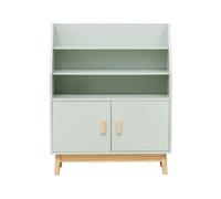Rebecca Mobili Étagère pour Enfants, Bibliothèque Montessori, Vert d'eau Marron, MDF Pin, avec 3 Étagères et 1 Compartiment, Style Scandinave - Dimensions HxLxP : 100 x 80 x 33 cm - Art. RE7132