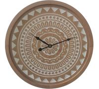 Rebecca Mobili Grande horloge murale brune de style ethnique en MDF