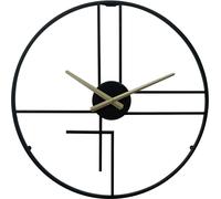 Rebecca Mobili Grande horloge murale en métal noir et or Ø 50 cm