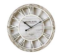 Rebecca Mobili Horloge de Decoration. Horloge Grande en Bois, Style Shabby, avec Ciffres Romains - Diametre 50 cm x L 4,5 cm - Art. RE6140