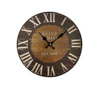 Rebecca Mobili Horloge de Salon Horloge Murale MDF Marron Noir Style Industrielle Ronde - Ø 33,8 cm x P 4 cm (H x L x P) - Art. RE6152