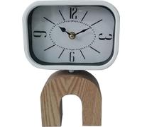 Rebecca Mobili Horloge de table en bois et métal brun et blanc 24x16x5 cm