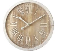 Rebecca Mobili Horloge murale à chiffres romains en bois brun et blanc ø 40 cm
