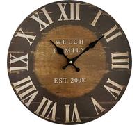 Rebecca Mobili Horloge de Salon Horloge Murale MDF Marron Noir Style Industrielle Ronde - Ø 33,8 cm x P 4 cm (H x L x P) - Art. RE6152