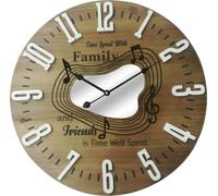 Rebecca Mobili Horloge murale avec impression de notes de musique en bois, brun et blanc, ø 50 cm