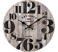 Horloge Murale Mdf Noir Brun Cuisine Salon 33,8x33,8x4