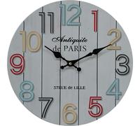 Rebecca Mobili Horloge murale en bois blanc avec chiffres colorés Ø 33,8 cm