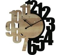 Rebecca Mobili Horloge murale en bois brun et noir sculpté, 56,5x50 cm