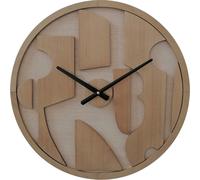 Rebecca Mobili Horloge murale ronde brune avec cadran sculpté