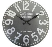 Rebecca Mobili Horloge murale ronde en bois gris et blanc ø 33,8 cm