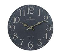 Rebecca Mobili Horloge Murale Vintage, Horloge Suspendue, Noir Doré, MDF, Style Classique, pour Cuisine Salon - Diamètre 33,8 cm x P 4 cm - Art. RE6803