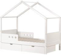 Rebecca Mobili Lit d'enfant Rihan 151x170x86 Pin Blanc Marron Clair Scandinave