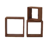 Rebecca Mobili Lot 3 Etageres Carre en Bois Clair, Etageres Suspendues Murales, Bibliotheque pour Chambre Salon - Dimensions: 26 x 26 x 9 cm (HxLxL) - Art. RE4180