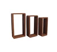 Rebecca Mobili Lot 3 Etageres Murales Rectangle, Marron Fonce, Style Rustique Vintage, Decoration Maison - Dimensions: 39 x 21 x 10 cm (HxLxL) - Art. RE4078