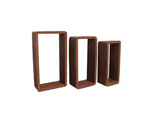 Rebecca Mobili Lot 3 Etageres Murales Rectangle, Marron Fonce, Style Rustique Vintage, Decoration Maison - Dimensions: 39 x 21 x 10 cm (HxLxL) - Art. RE4078
