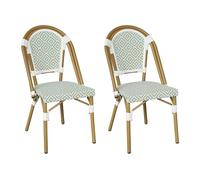 Rebecca Mobili Lot de 2 Chaises d’Extérieur, Chaises de Jardin pour Repas, Blanc et Vert, Structure en Aluminium avec PVC et Pet, Empilables - Dimensions HxLxP : 85 x 46 x 57 cm - Art. RE7266