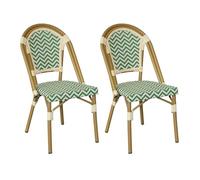 Rebecca Mobili Lot de 2 Chaises d’Extérieur, Chaises de Repas Empilables, Vert et Blanc, Structure en Aluminium avec PVC, Style Classique - Dimensions HxLxP : 85 x 46 x 57 cm - Art. RE7264