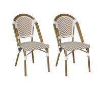 Rebecca Mobili Lot de 2 Chaises de Jardin en Aluminium, Chaises de Repas Extérieur Empilables, Marron et Blanc, Design Classique - Dimensions HxLxP : 85 x 46 x 57 cm - Art. RE7265