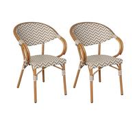 Rebecca Mobili Lot de 2 Chaises de Salle à Manger Extérieur, Fauteuils de Jardin Empilables, Marron et Blanc, Structure en Aluminium - Dimensions HxLxP : 84 x 57 x 57 cm - Art. RE7260