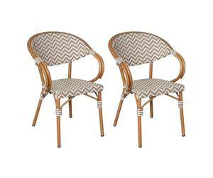 Rebecca Mobili Lot de 2 Chaises de Salle à Manger Extérieur, Fauteuils de Jardin Empilables, Marron et Blanc, Structure en Aluminium - Dimensions HxLxP : 84 x 57 x 57 cm - Art. RE7260