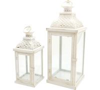 Rebecca Mobili Lot de 2 lanternes en métal blanc et or et PVC