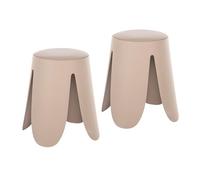 Rebecca Mobili Lot de 2 tabourets empilables, tabourets avec assise ronde, rose, polypropylène simili cuir, sans dossier, pour salon chambre - Dimensions HxLxP : 46 x 30 x 30 cm - Art. RE7197