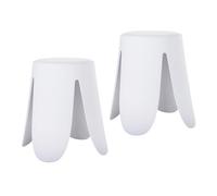 Rebecca Mobili Lot de 2 tabourets modernes, tabouret repose-pieds bas, blanc, polypropylène simili cuir, sans dossier, pour salon chambre - Dimensions HxLxP : 46 x 30 x 30 cm - Art. RE7198
